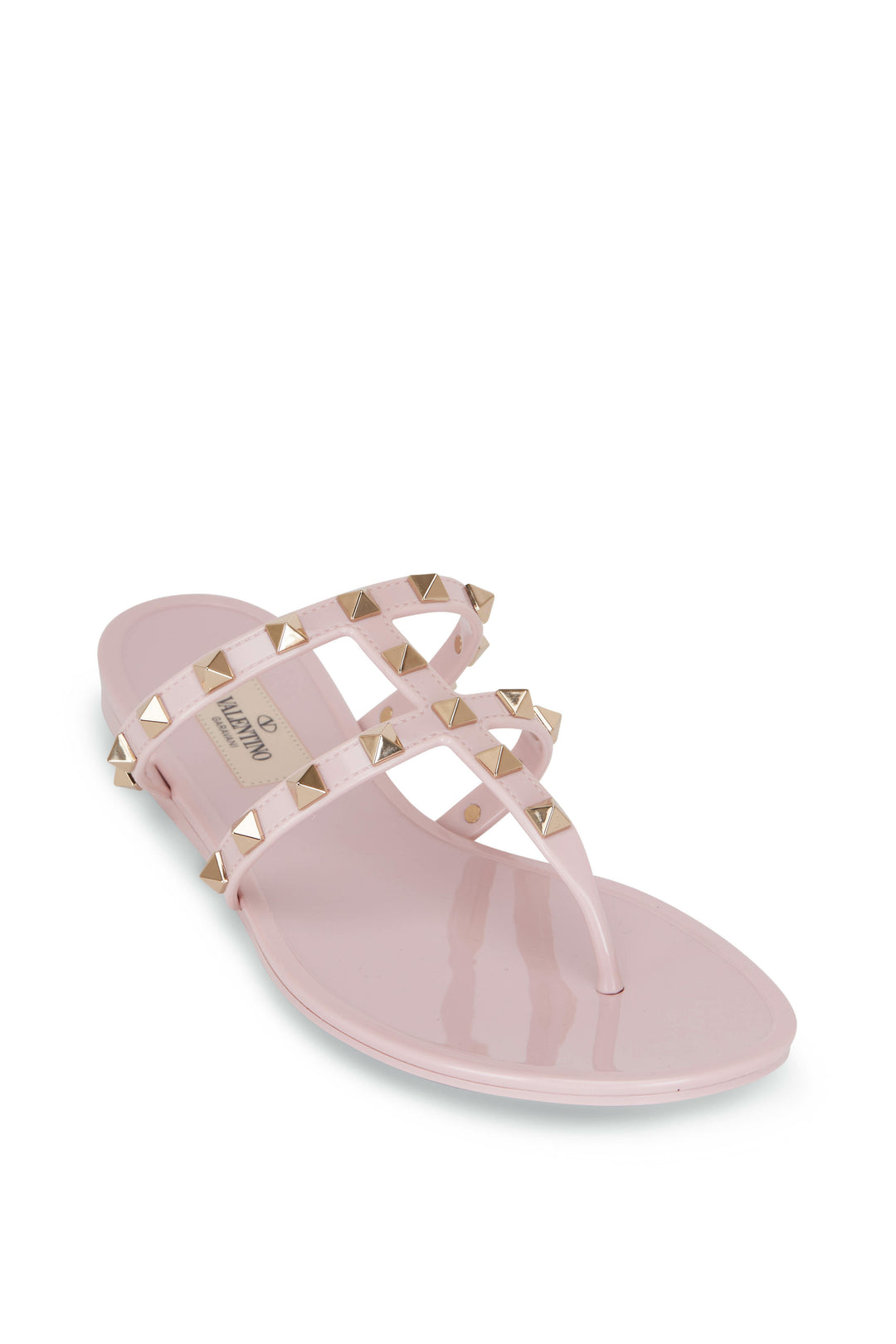 VALENTINO GARAVANI WATER ROSE ROCKSTUD SLIDE SANDALS