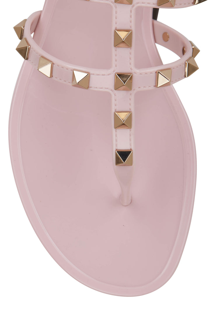 VALENTINO GARAVANI WATER ROSE ROCKSTUD SLIDE SANDALS