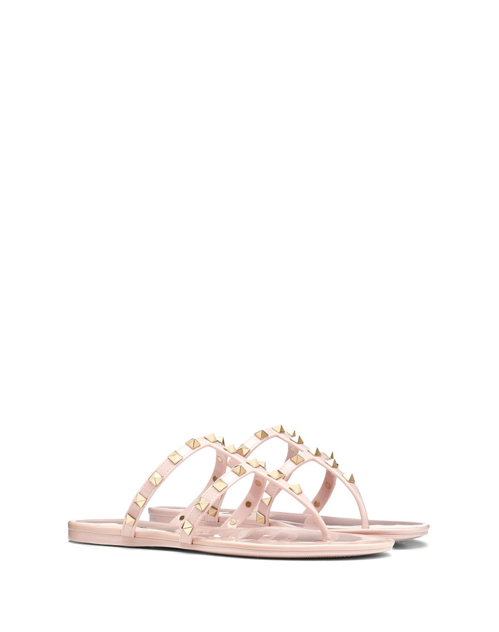 VALENTINO GARAVANI WATER ROSE ROCKSTUD SLIDE SANDALS