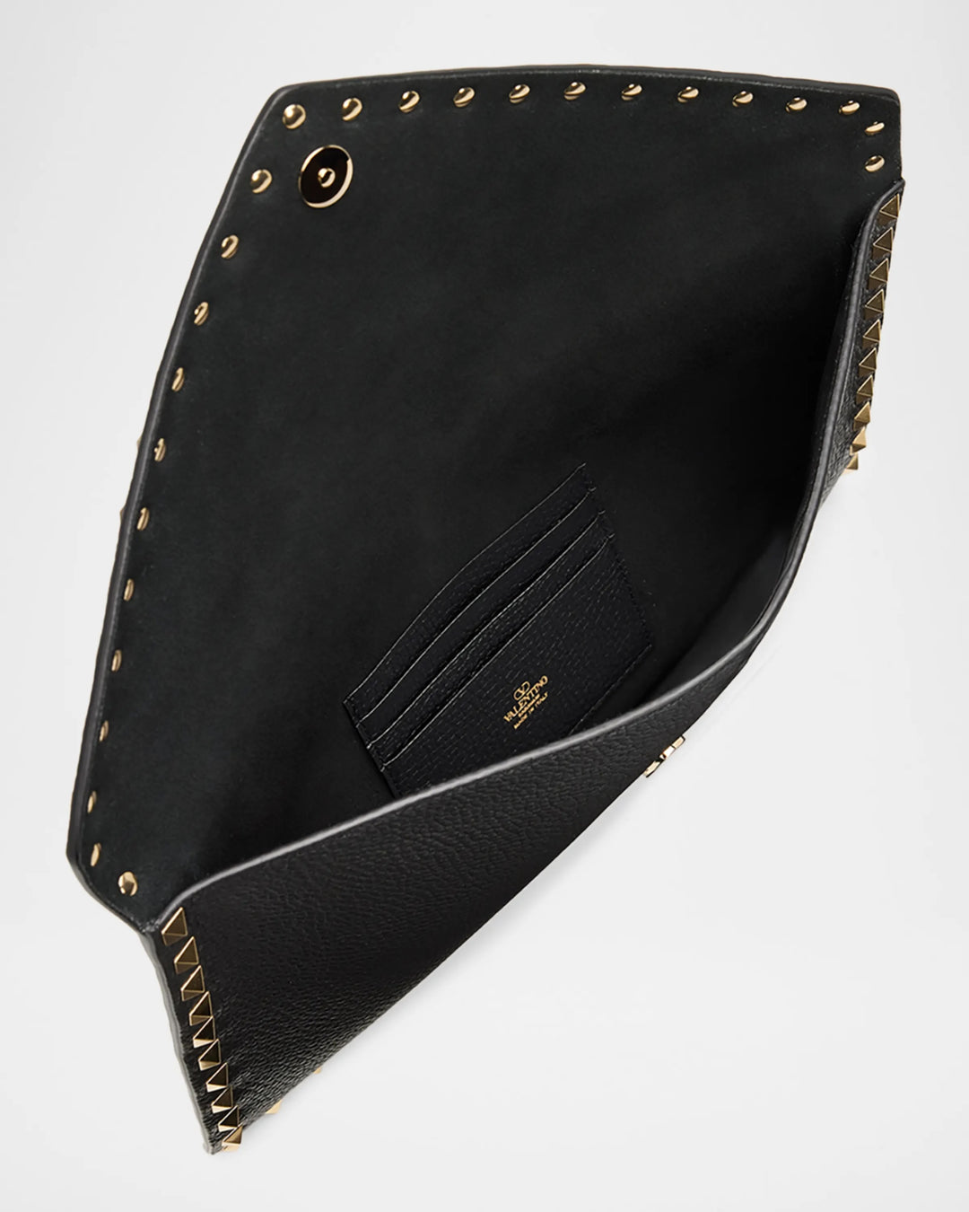 VALENTINO ROCKSTUD LARGE ENVELOPE GRAINED CALFSKIN LEATHER CLUTCH