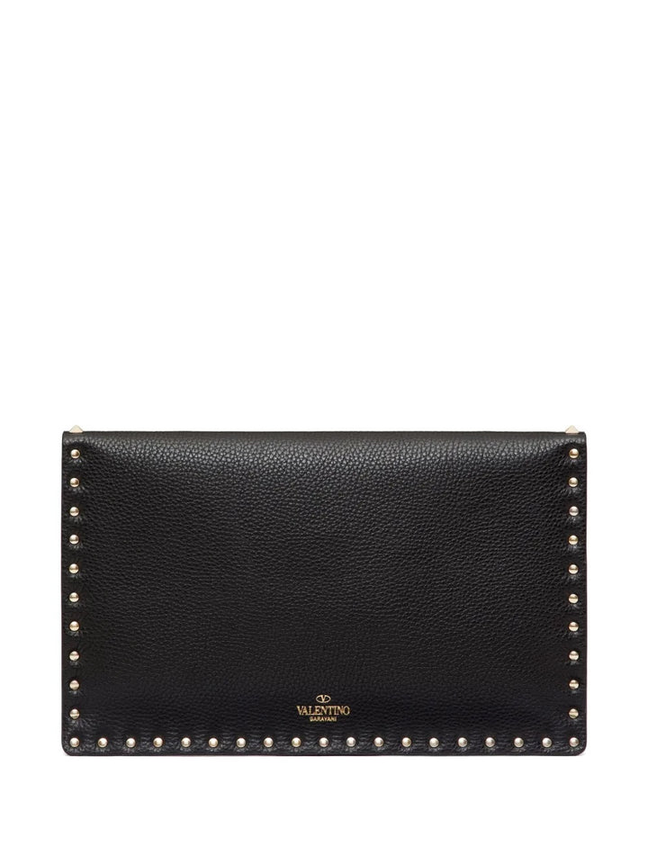 VALENTINO ROCKSTUD LARGE ENVELOPE GRAINED CALFSKIN LEATHER CLUTCH