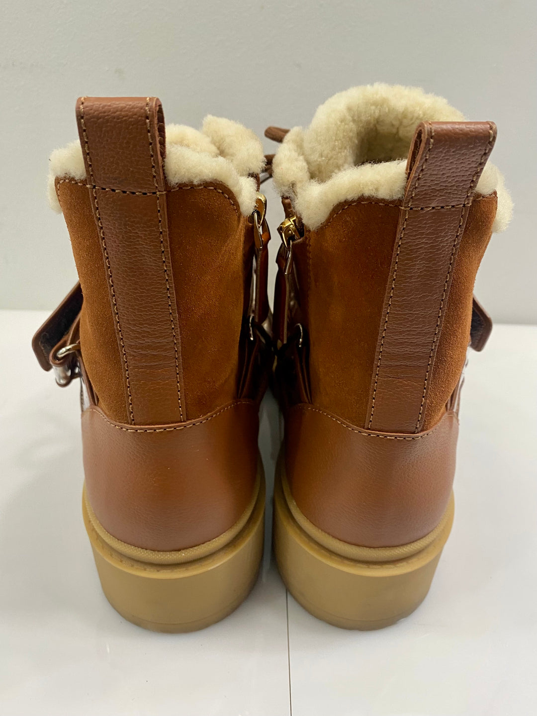 VALENTINO GARAVANI TREKKGIRL SHEARLING LINED LEATHER &amp; SUEDE BOOTS