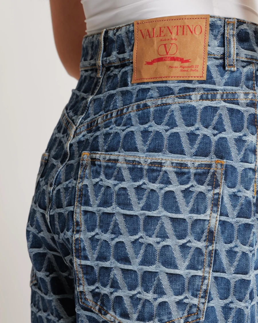 VALENTINO TOILE ICONOGRAPHE MONOGRAM HIGH-RISE JEANS