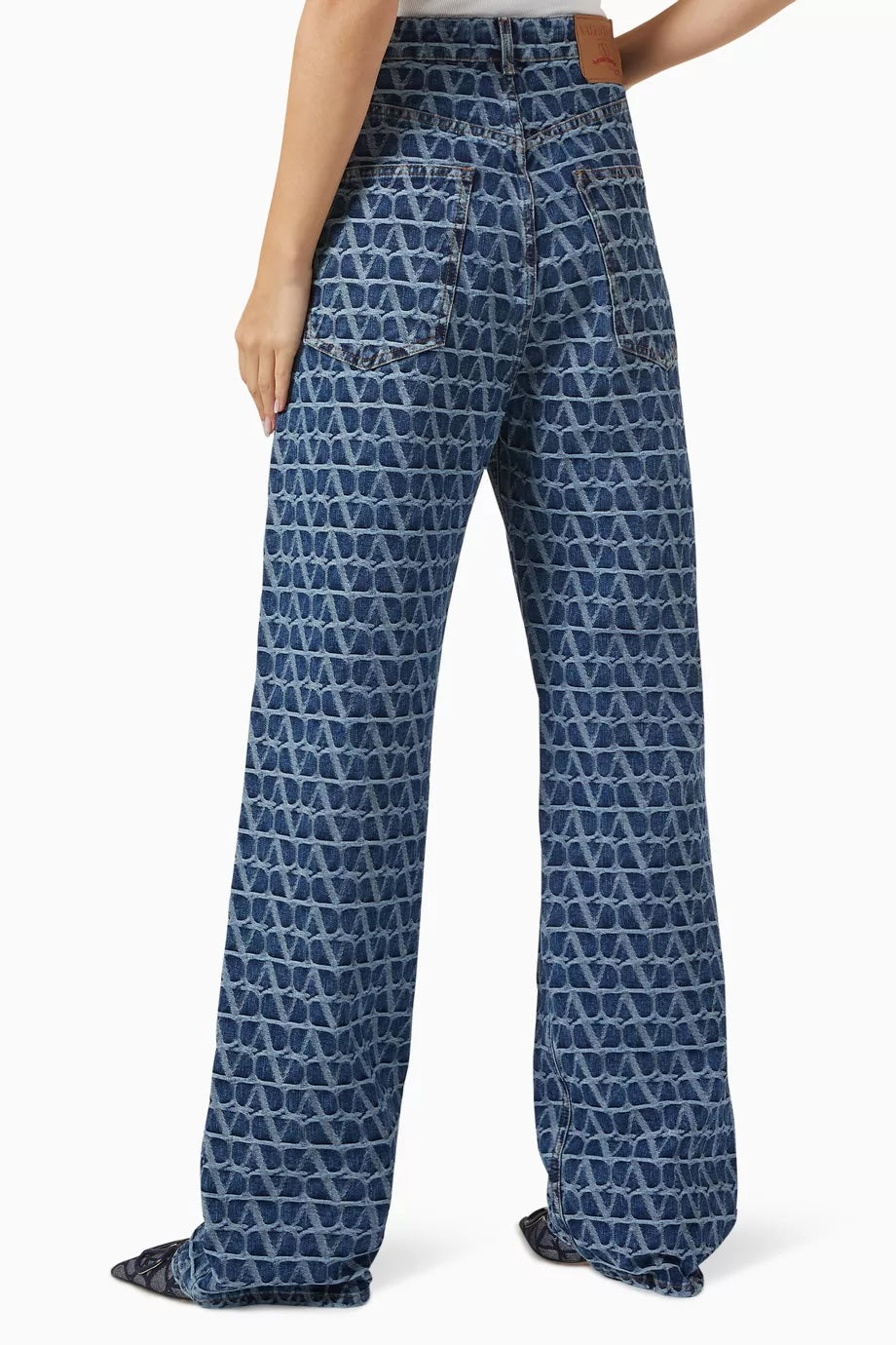 VALENTINO TOILE ICONOGRAPHE MONOGRAM HIGH-RISE JEANS