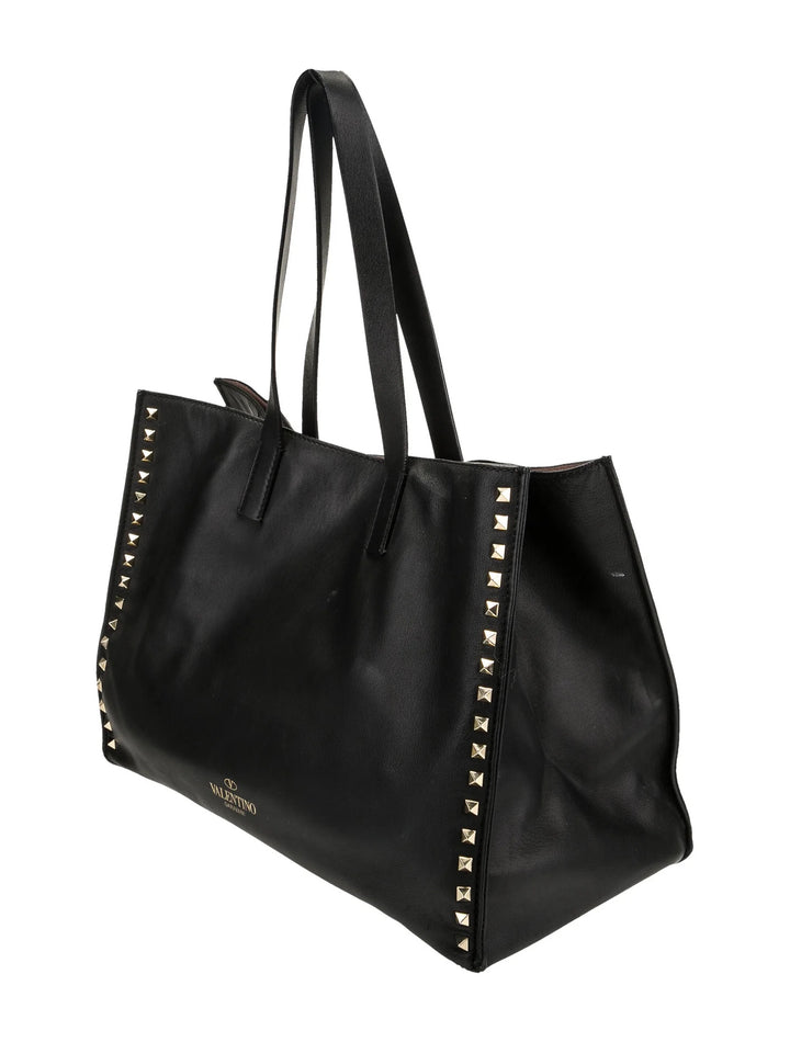 VALENTINO NAPPA LEATHER ROCKSTUD SOFT TOTE BAG