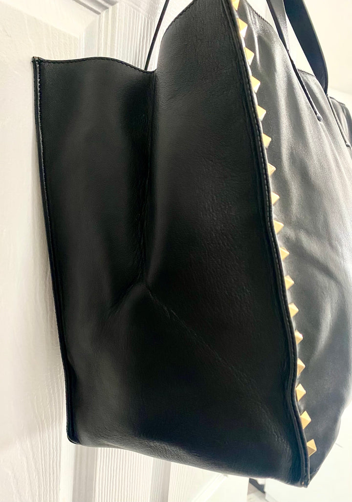 VALENTINO NAPPA LEATHER ROCKSTUD SOFT TOTE BAG