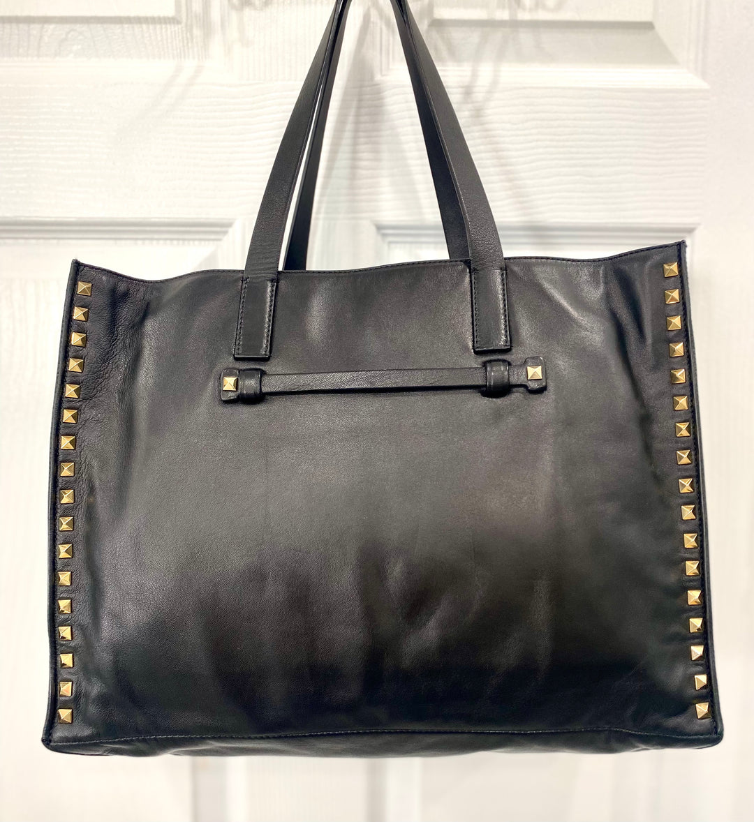 VALENTINO NAPPA LEATHER ROCKSTUD SOFT TOTE BAG