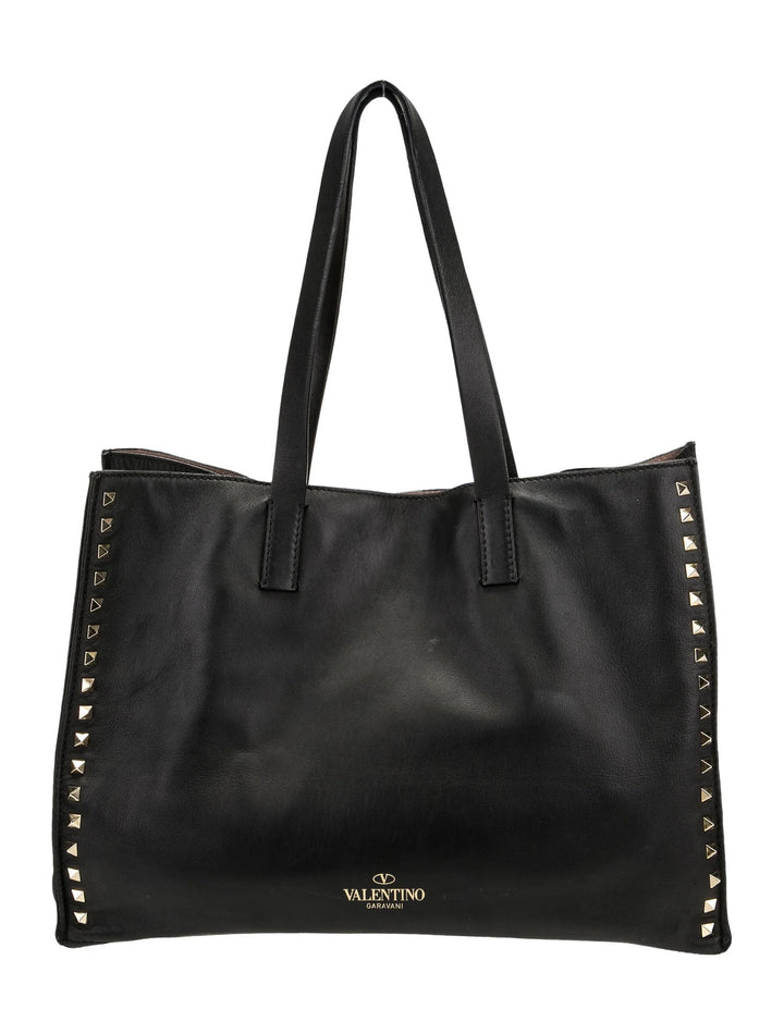 VALENTINO NAPPA LEATHER ROCKSTUD SOFT TOTE BAG