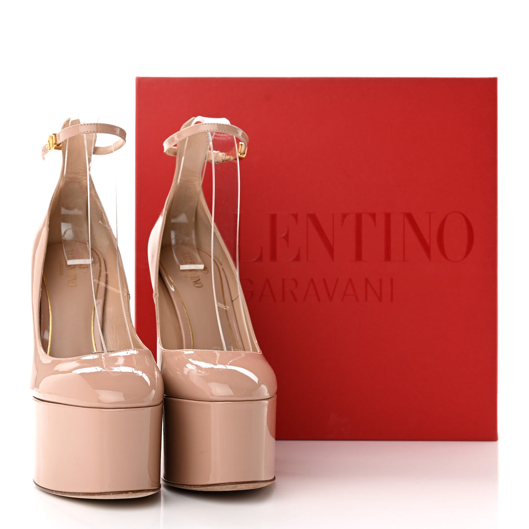 VALENTINO TAN GO-PATENT LEATHER PLATFORM PUMPS
