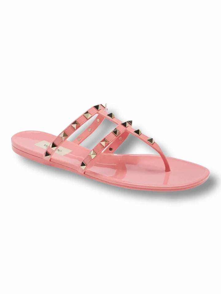 VALENTINO GARAVANI PVC JELLY ROCKSTUD FLAT SLIDE SANDALS