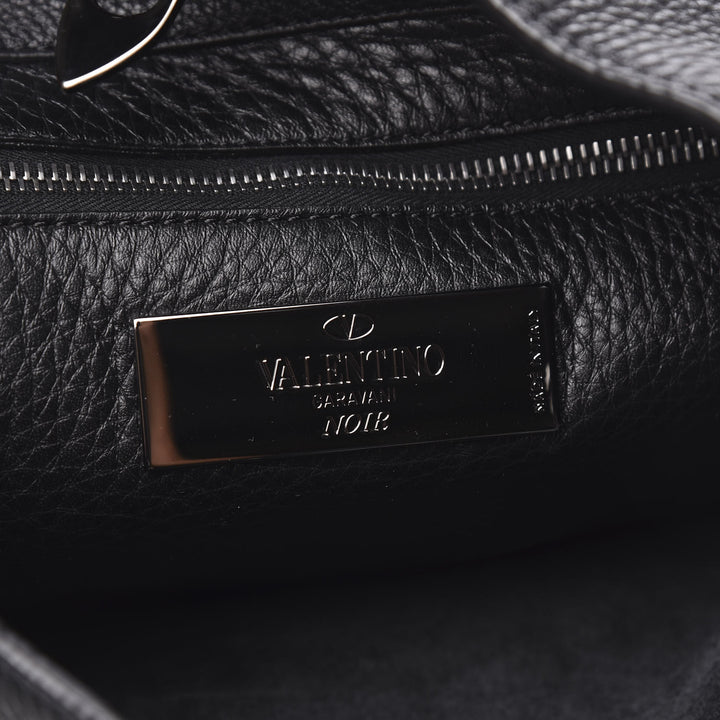 VALENTINO GARAVANI ROCKSTUD NOIR CALFSKIN LEATHER GUITAR HOBO BAG
