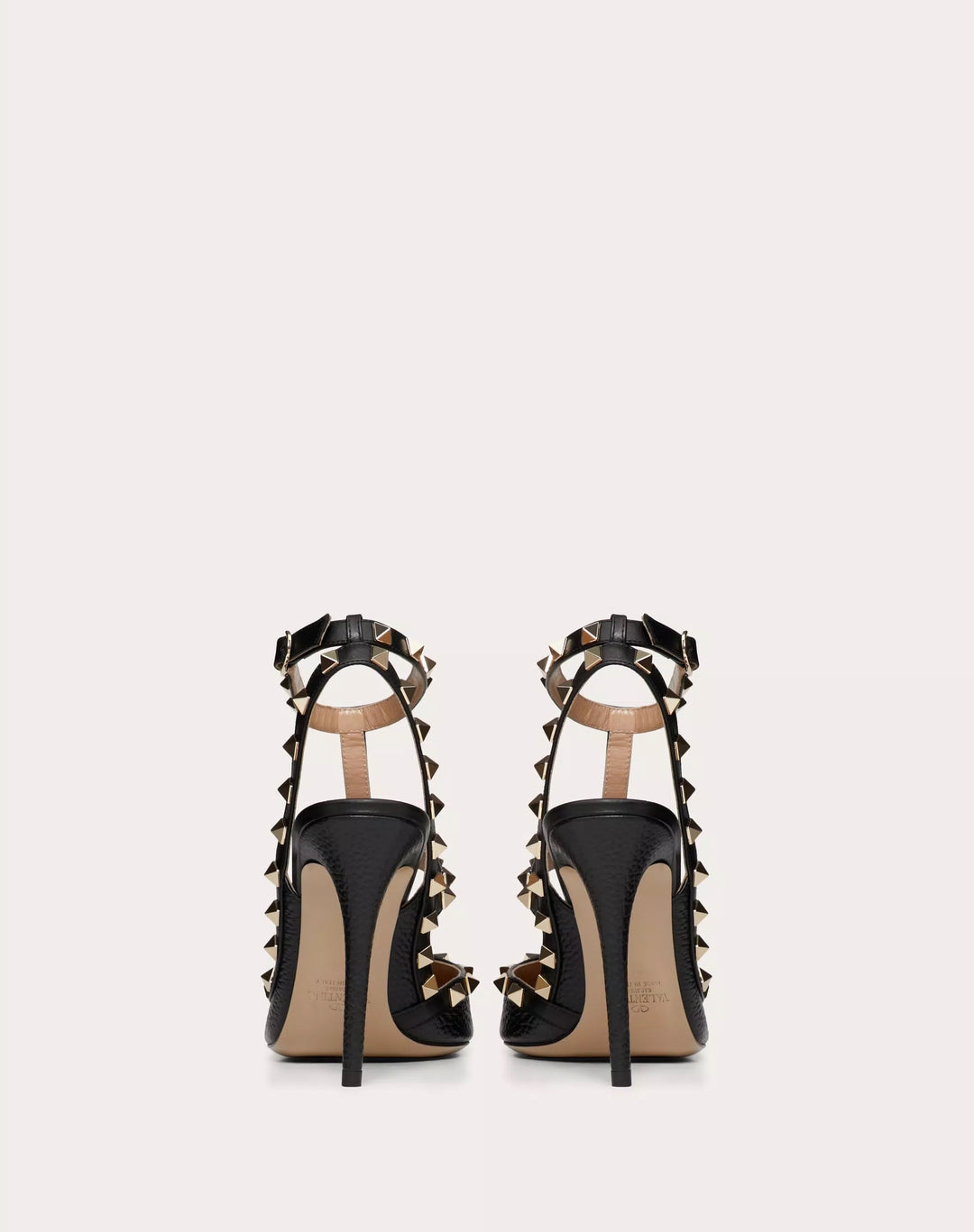 VALENTINO GARAVANI ROCKSTUD GRAINY LEATHER ANKLE STRAP 100 MM PUMP