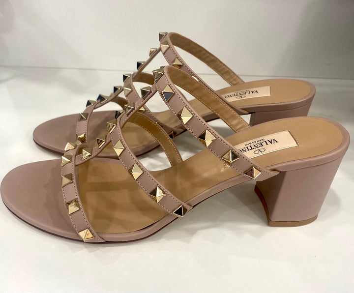 VALENTINO GARAVANI ROCKSTUD ACCENTS LEATHER MULES