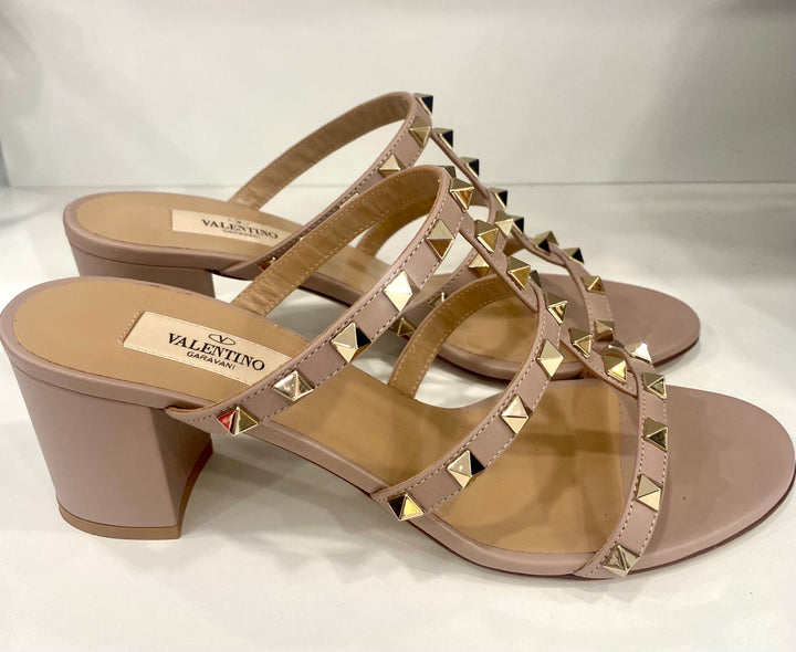 VALENTINO GARAVANI ROCKSTUD ACCENTS LEATHER MULES