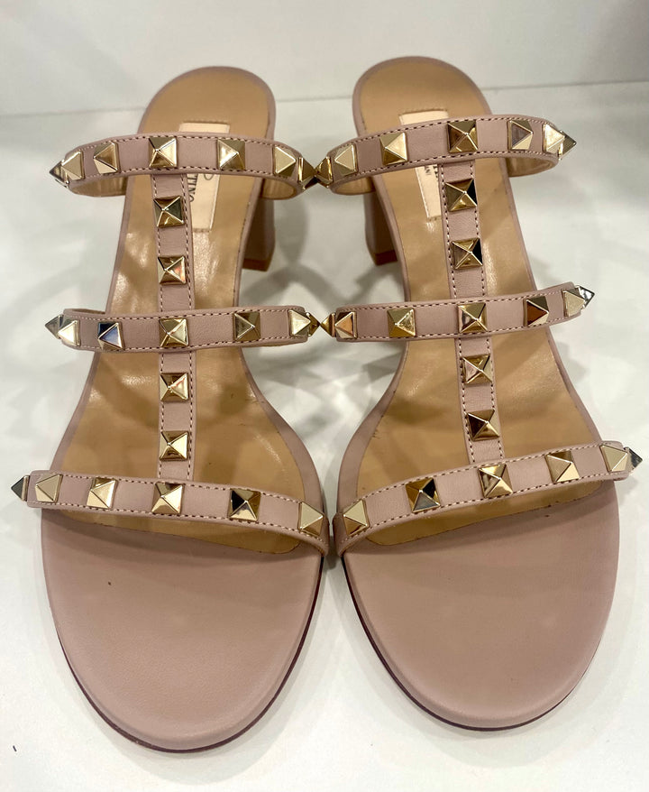 VALENTINO GARAVANI ROCKSTUD ACCENTS LEATHER MULES