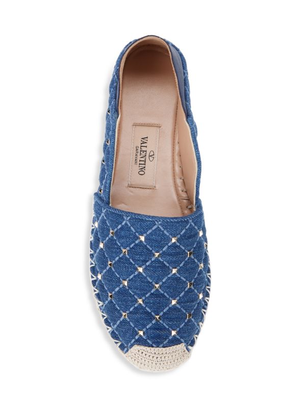 VALENTINO GARAVANI ROCKSTUD DENIM ESPADRILLES