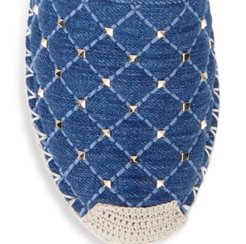 VALENTINO GARAVANI ROCKSTUD DENIM ESPADRILLES
