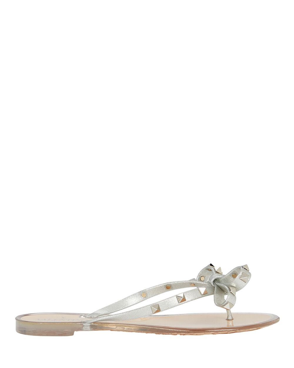 VALENTINO GARAVANI ROCKSTUD JELLY BOW SLIDE SANDALS
