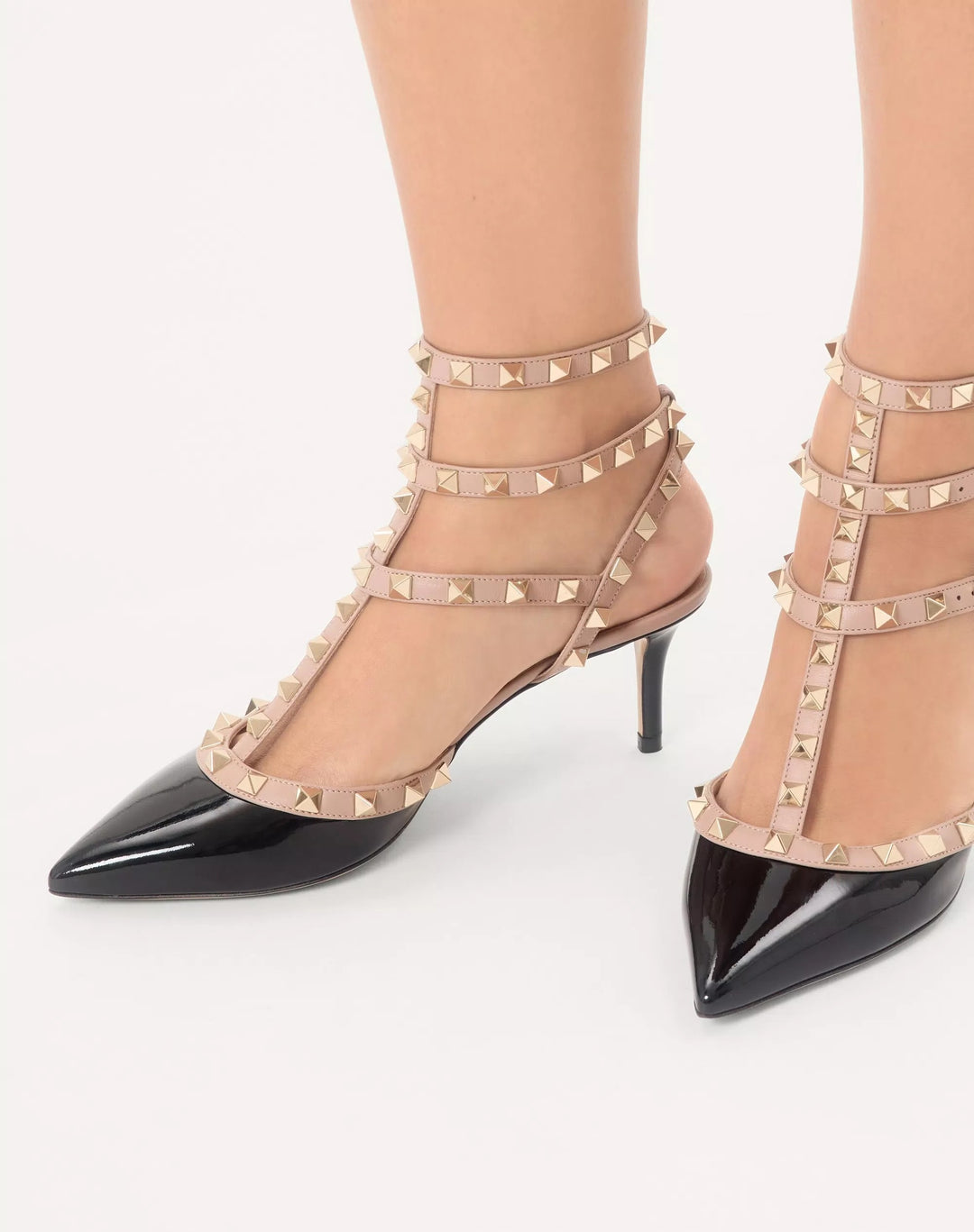 VALENTINO GARAVANI ROCKSTUD CAGED 65MM ANKLE STRAP PUMPS