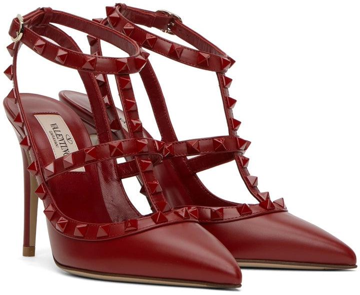 VALENTINO GARAVANI ROCKSTUD CALFSKIN CAGED PUMPS
