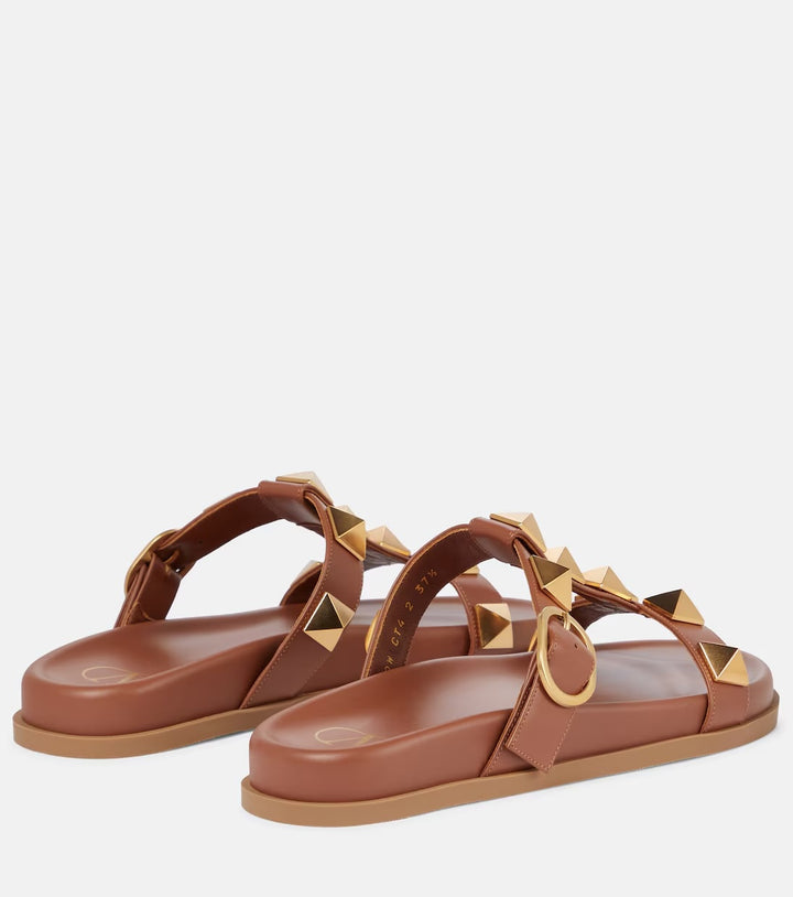 VALENTINO GARAVANI ROMAN STUD CALFSKIN LEATHER MULES
