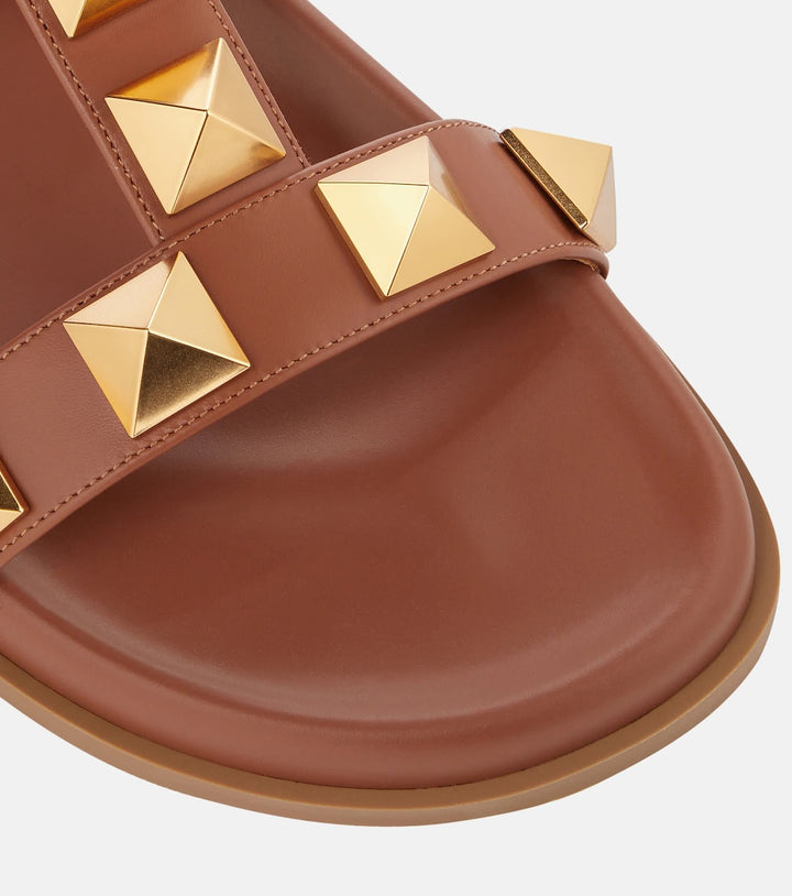 VALENTINO GARAVANI ROMAN STUD CALFSKIN LEATHER MULES