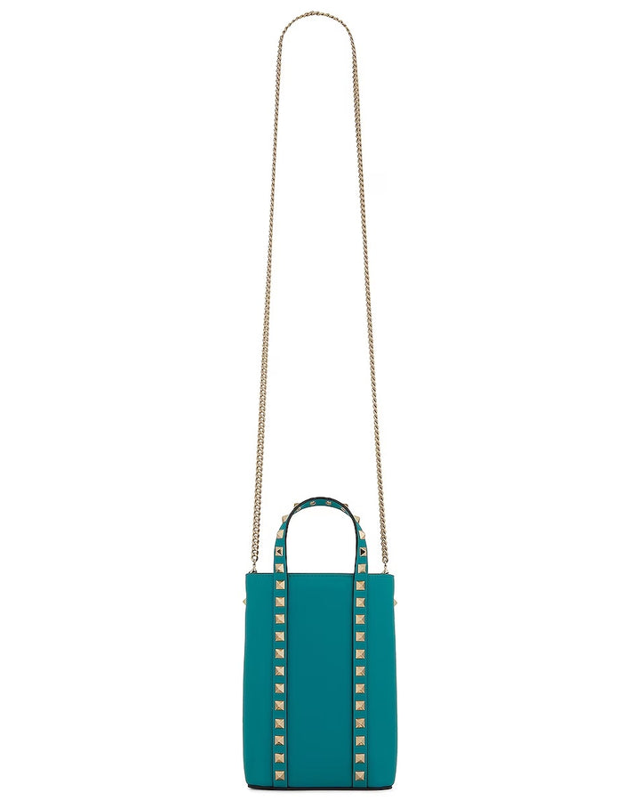 VALENTINO GARAVANI ROCKSTUD LEATHER TOTE BAG