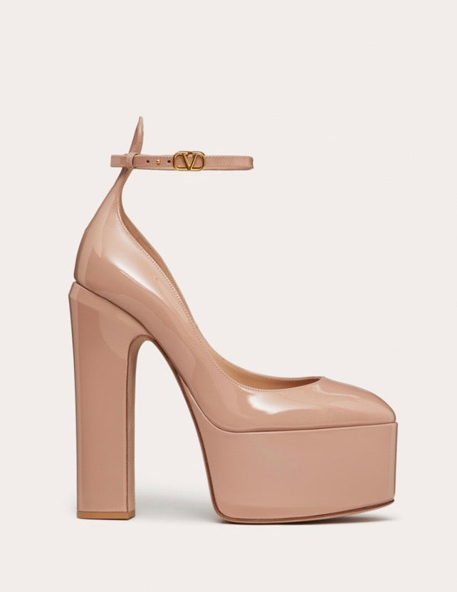 VALENTINO TAN GO-PATENT LEATHER PLATFORM PUMPS
