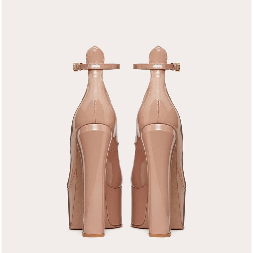 VALENTINO TAN GO-PATENT LEATHER PLATFORM PUMPS