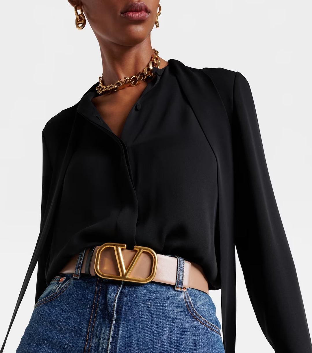 VALENTINO GARAVANI V LOGO SIGNATURE CALFSKIN REVERSIBLE BELT