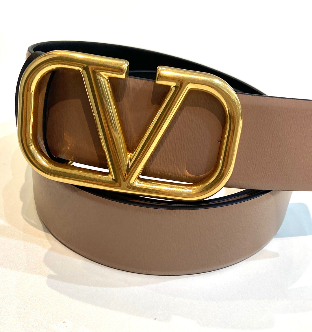 VALENTINO GARAVANI V LOGO SIGNATURE CALFSKIN REVERSIBLE BELT
