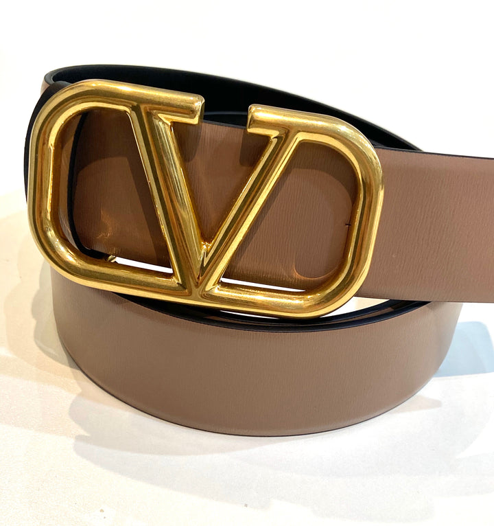 VALENTINO GARAVANI V LOGO SIGNATURE CALFSKIN REVERSIBLE BELT