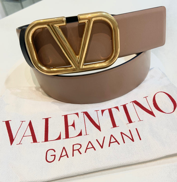 VALENTINO GARAVANI V LOGO SIGNATURE CALFSKIN REVERSIBLE BELT