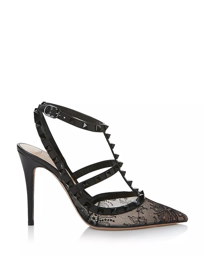 VALENTINO GARAVANI ROCKSTUD CAGE LACE 100 PUMPS