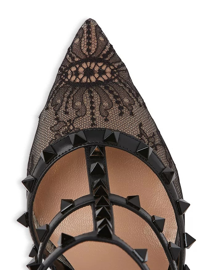 VALENTINO GARAVANI ROCKSTUD CAGE LACE 100 PUMPS