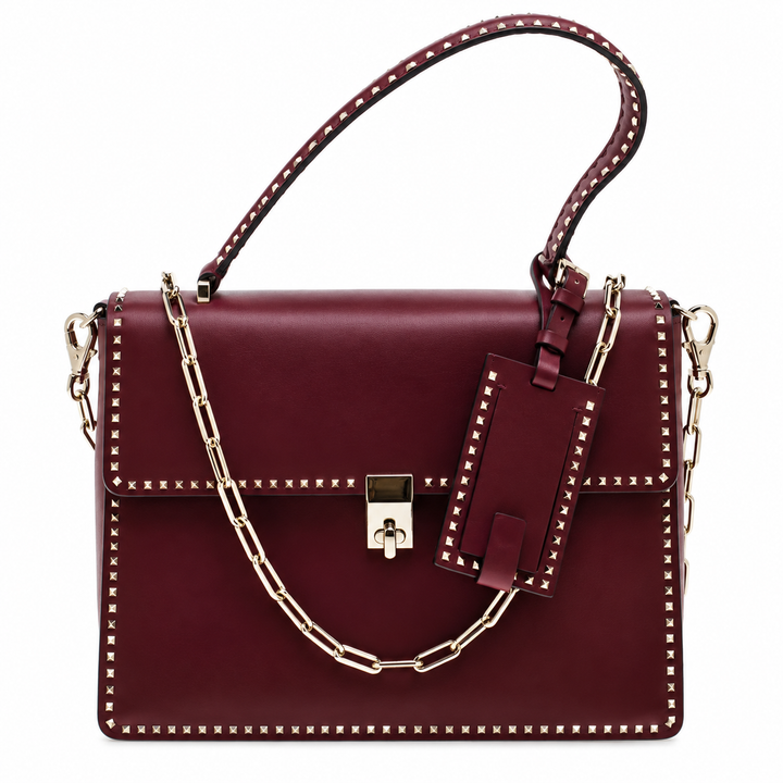 VALENTINO STUDDED MICRO ROCKSTUD CALFSKIN LEATHER TOP HANDLE BAG