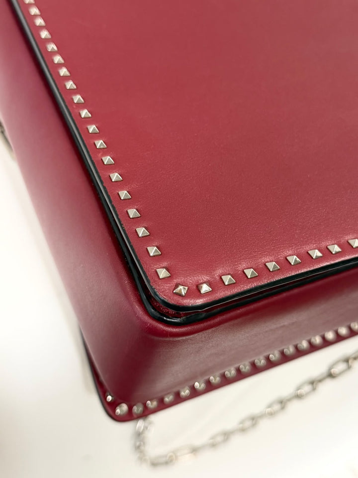 VALENTINO STUDDED MICRO ROCKSTUD CALFSKIN LEATHER TOP HANDLE BAG