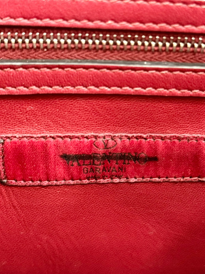 VALENTINO STUDDED MICRO ROCKSTUD CALFSKIN LEATHER TOP HANDLE BAG