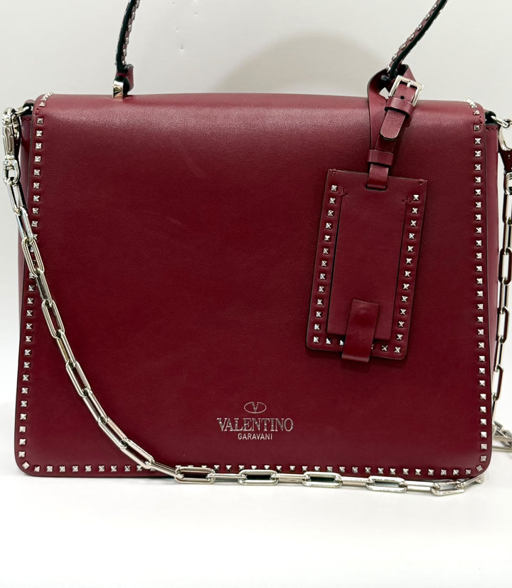 VALENTINO STUDDED MICRO ROCKSTUD CALFSKIN LEATHER TOP HANDLE BAG