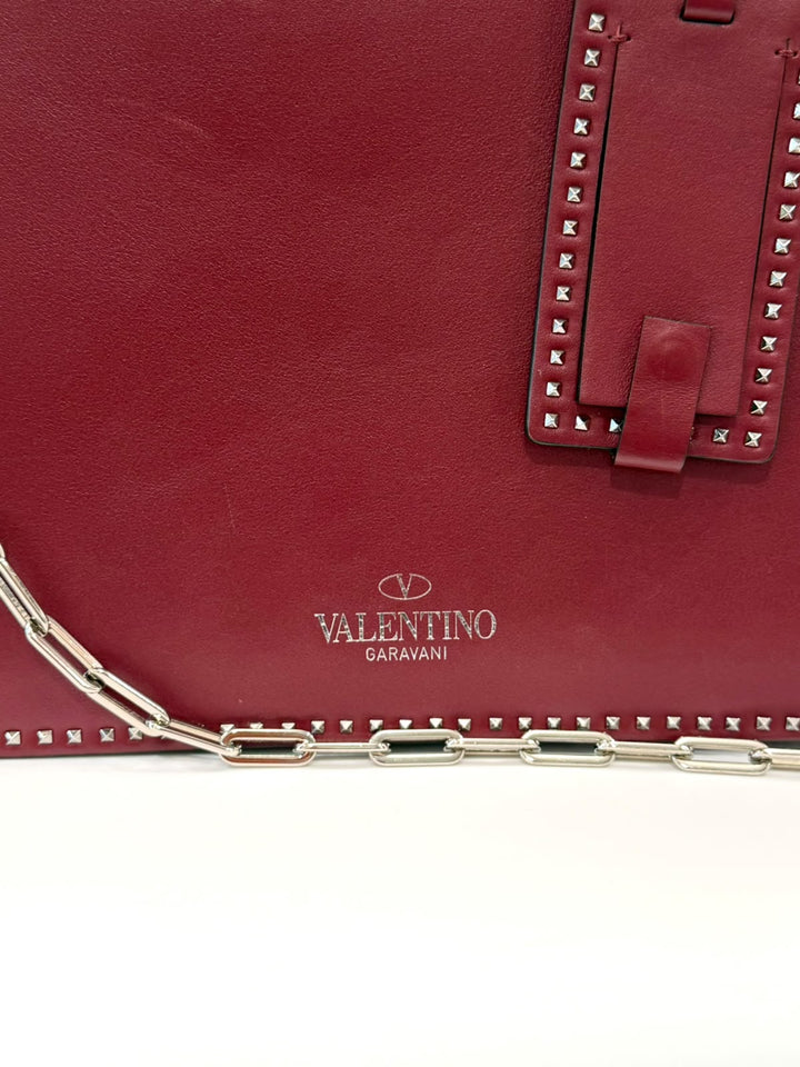 VALENTINO STUDDED MICRO ROCKSTUD CALFSKIN LEATHER TOP HANDLE BAG