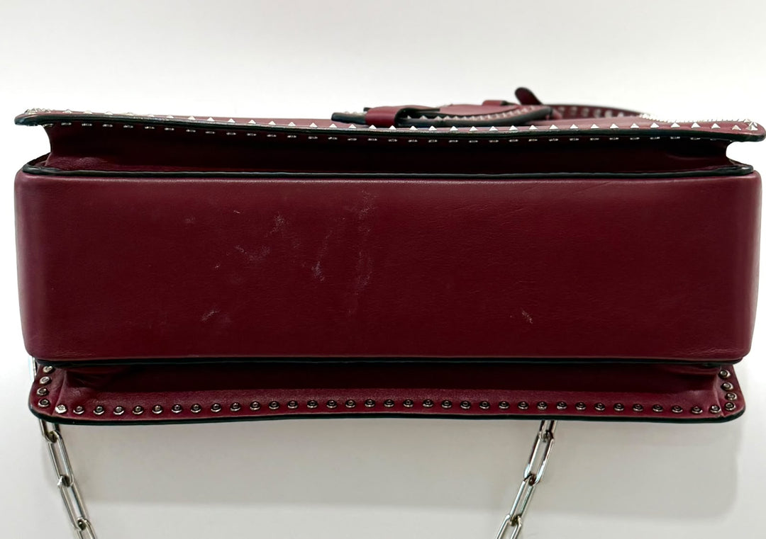 VALENTINO STUDDED MICRO ROCKSTUD CALFSKIN LEATHER TOP HANDLE BAG