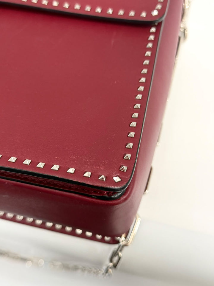 VALENTINO STUDDED MICRO ROCKSTUD CALFSKIN LEATHER TOP HANDLE BAG