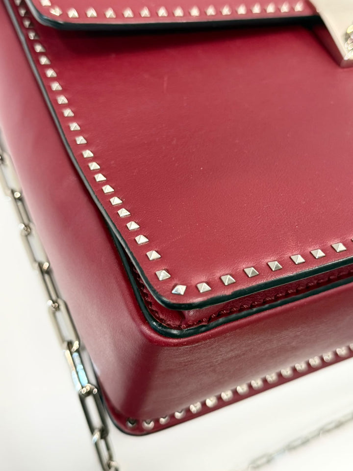 VALENTINO STUDDED MICRO ROCKSTUD CALFSKIN LEATHER TOP HANDLE BAG