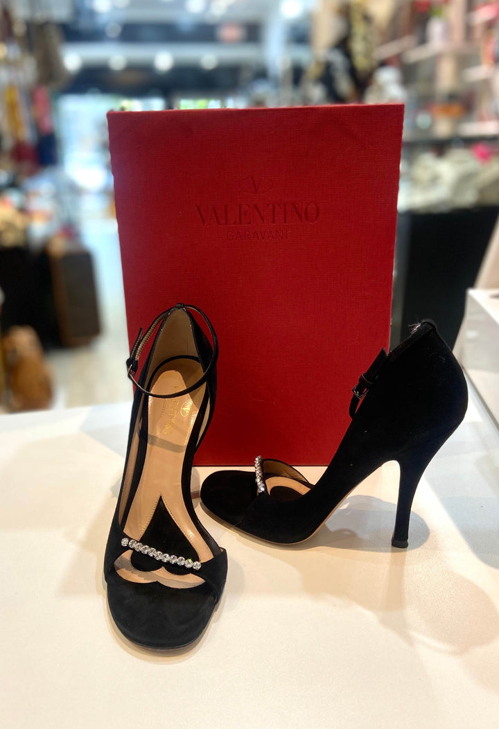 VALENTINO GARAVANI CRYSTAL SUEDE RINGTOES PUMPS