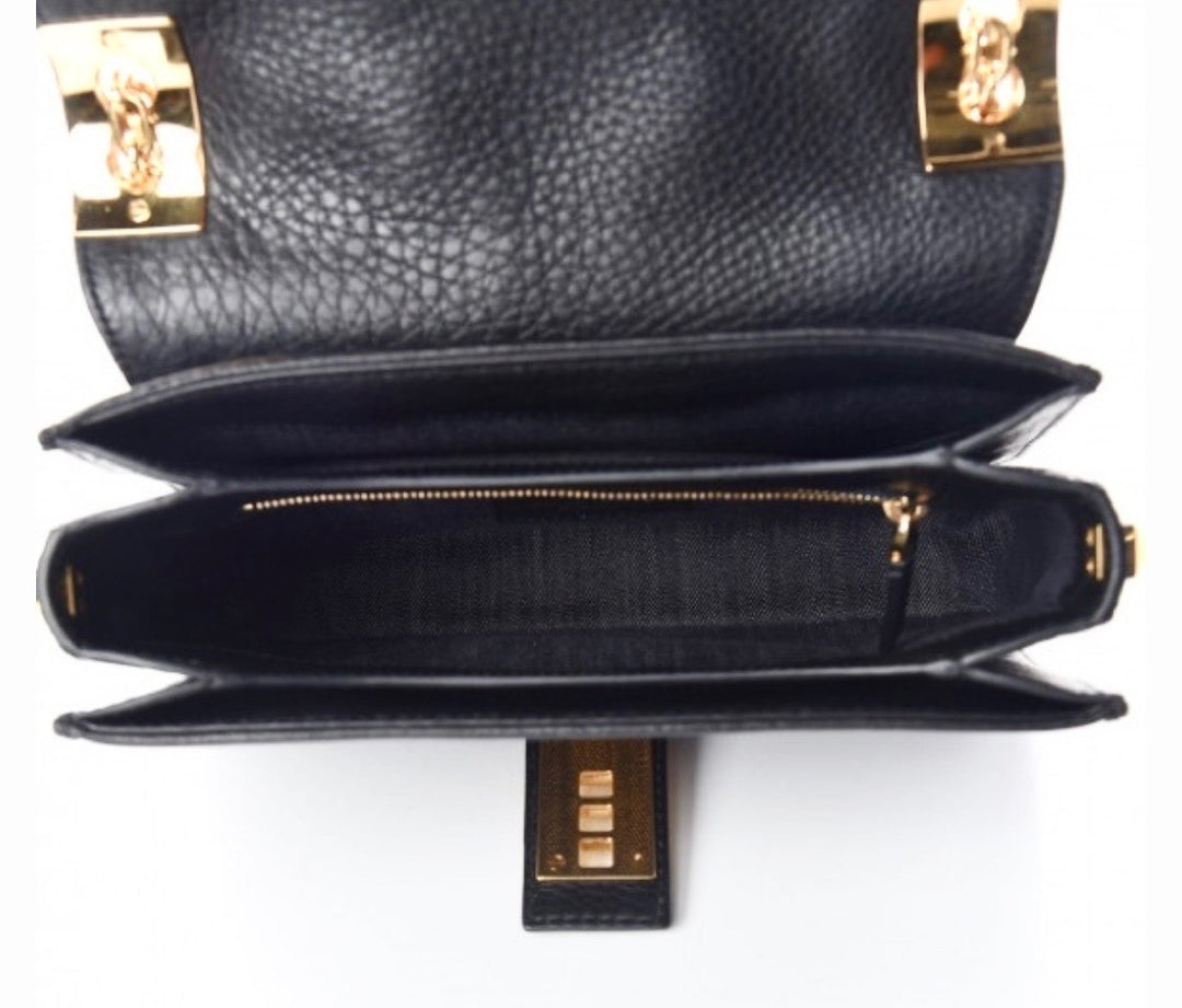 VALENTINO GARAVANI B ROCKSTUD DENIM CROSSBODY BAG