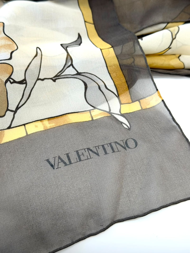VALENTINO GARAVANI FLORAL PRINT SILK SCARF