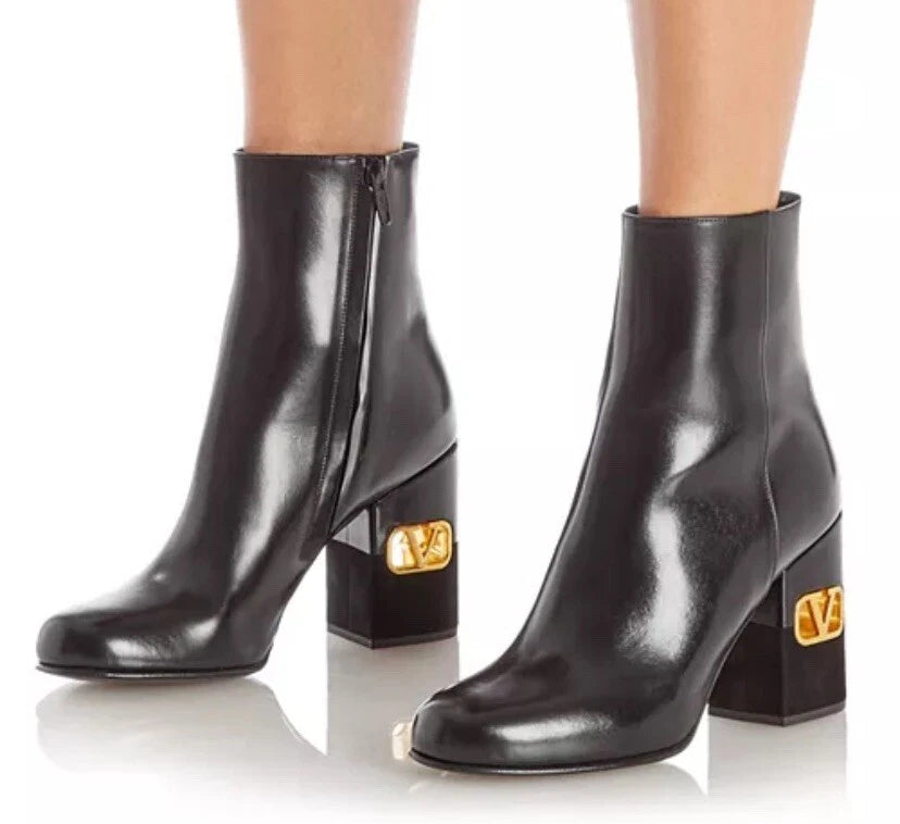 VALENTINO GARAVANI HERITAGE CALFSKIN VLOGO ANKLE BOOTS