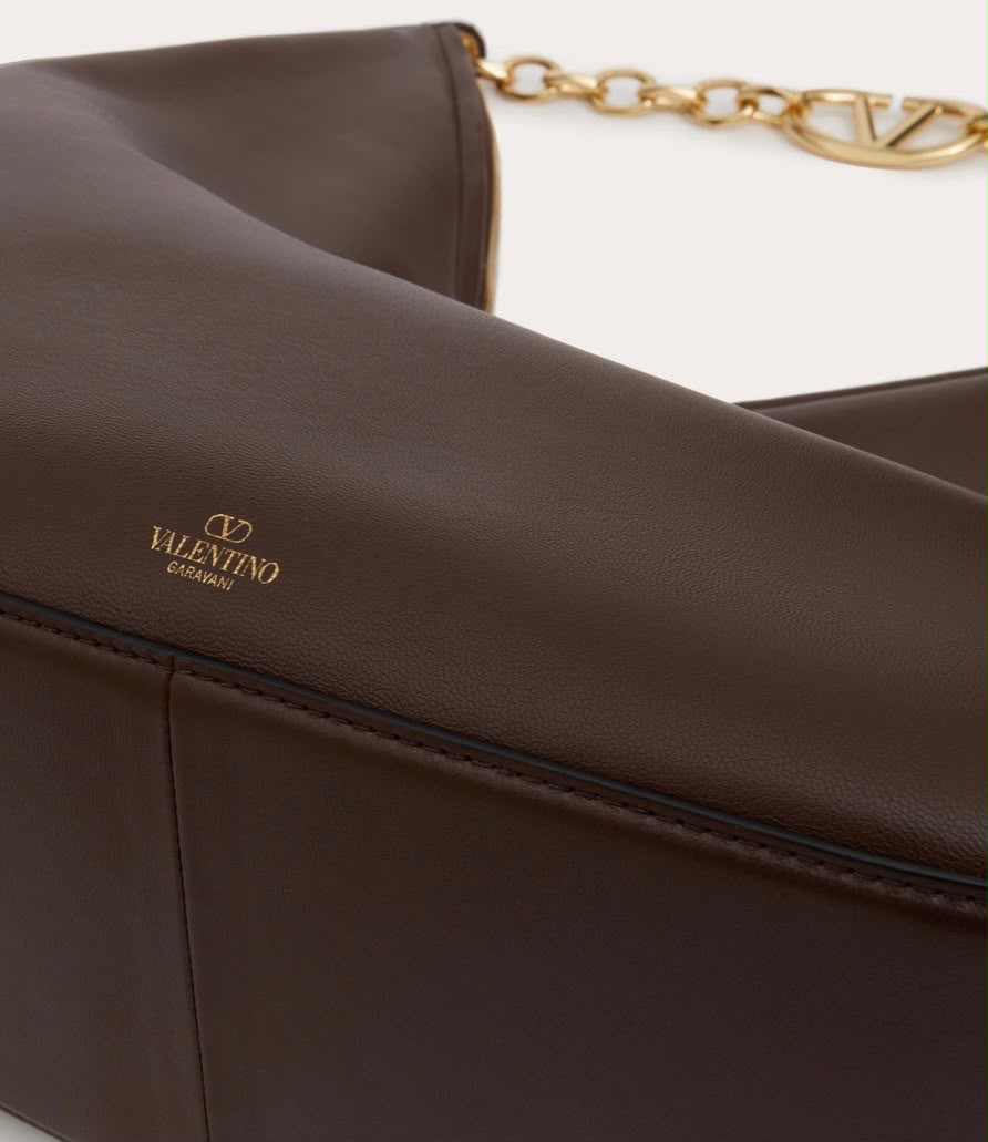 VALENTINO GARAVANI LARGE VLOGO MOON LEATHER HOBO BAG
