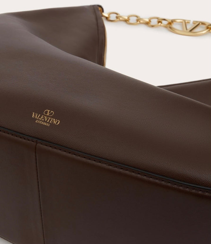 VALENTINO GARAVANI LARGE VLOGO MOON LEATHER HOBO BAG