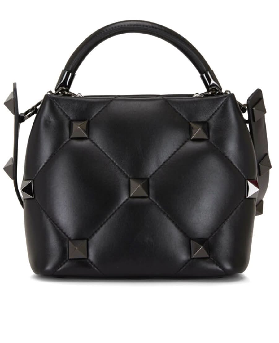 VALENTINO MONOCHROME ROMAN STUD "THE HANDLE" SMALL BAG